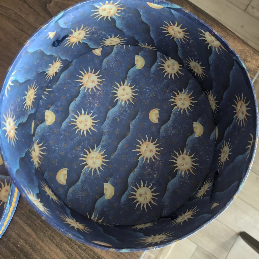 Vintage Celestial Hat Box Angel Sun Moon 90s Whimsigoth Storage Y2K Tri Coastal‎